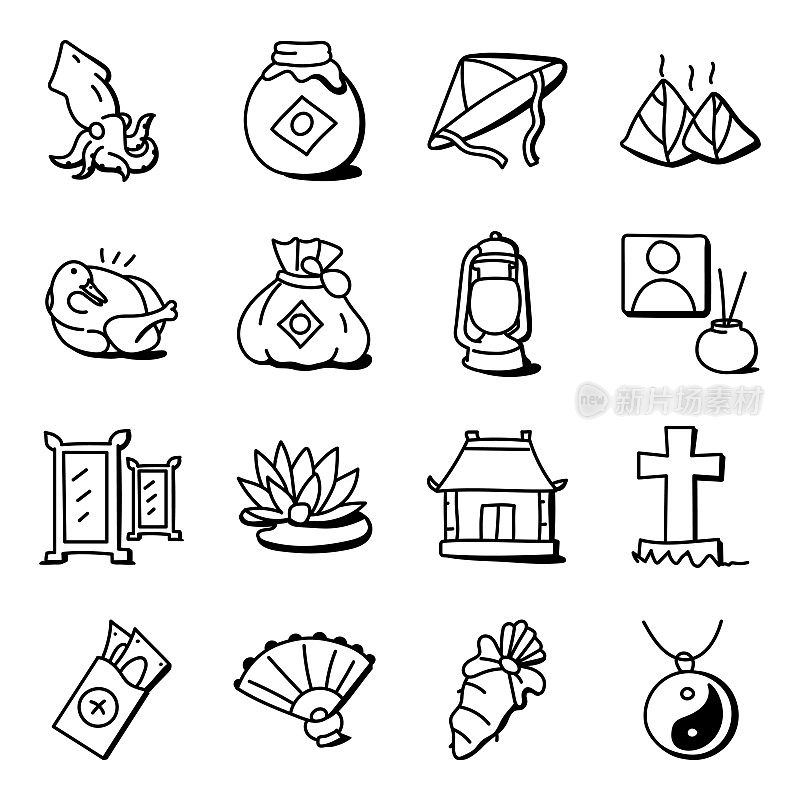 Pack of Qingming Festival Doodle Icons